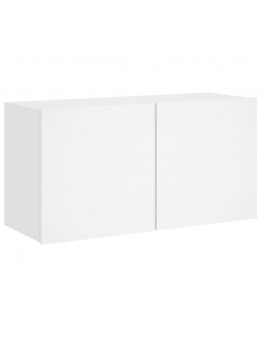 Mobili TV a Muro 5pz Bianchi in Legno Multistrato