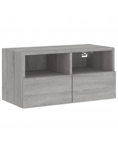 Mobili TV a Muro 4pz Grigio Sonoma in Legno Multistrato 2