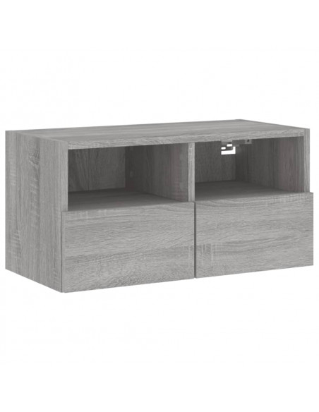 Mobili TV a Muro 4pz Grigio Sonoma in Legno Multistrato