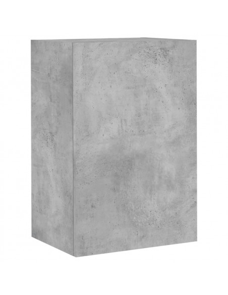 Mobili TV a Muro con LED 5pz Grigio Cemento Legno Multistrato
