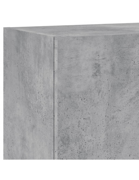 Mobili TV a Muro con LED 5pz Grigio Cemento Legno Multistrato