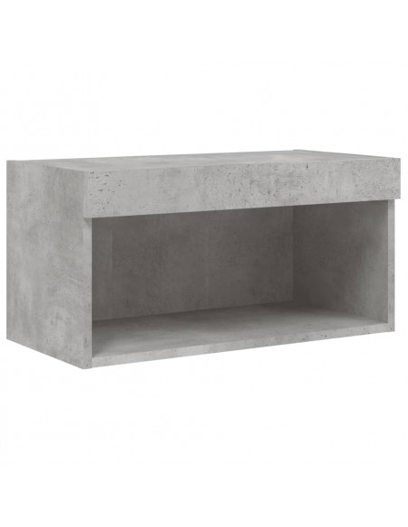 Mobili TV a Muro con LED 5pz Grigio Cemento Legno Multistrato