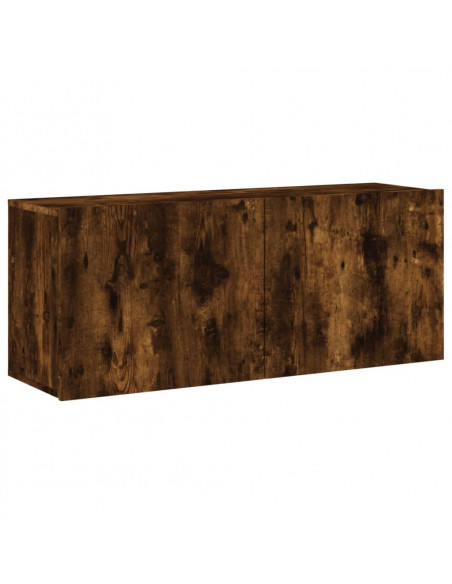 Mobili TV a Muro 4pz Rovere Fumo in Legno Multistrato