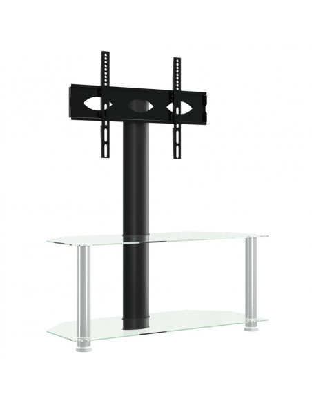 Supporto TV Angolare 2 Livelli per 32-70 Pollici Nero e Argento