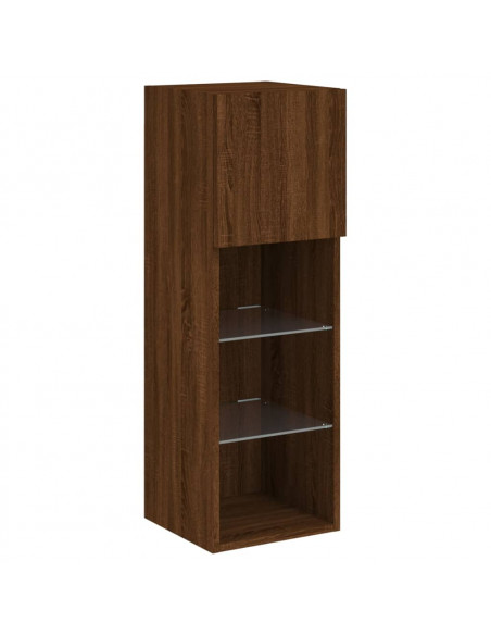 Mobili TV a Muro 4pz con Luci LED Rovere Marrone