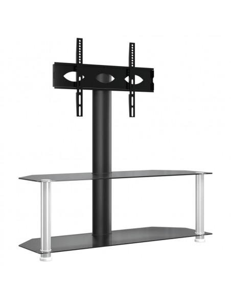 Supporto TV Angolare 2 Livelli per 32-70 Pollici Nero e Argento