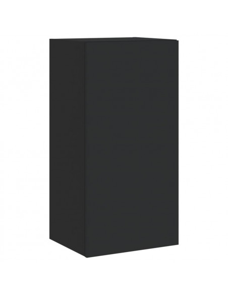 Mobili TV a Muro 3pz con Luci LED Neri