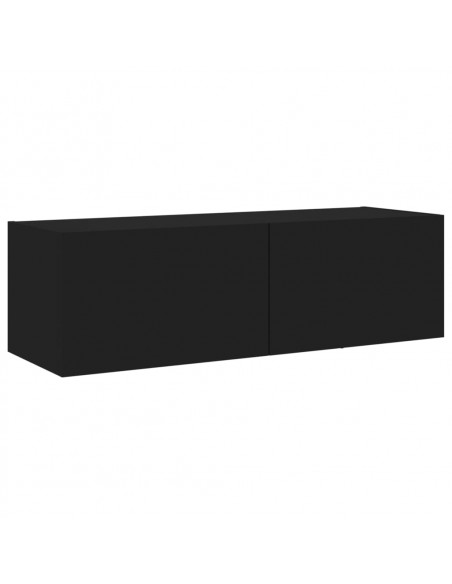 Mobili TV a Muro 3pz con Luci LED Neri