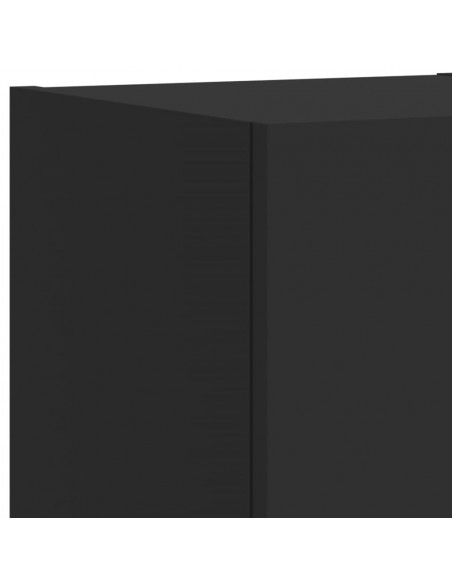 Mobili TV a Muro 3pz con Luci LED Neri