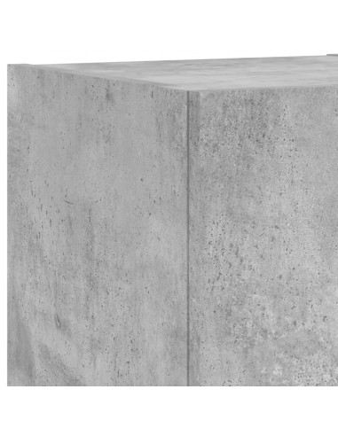 Mobili TV a Muro 3pz con Luci LED Grigio Cemento