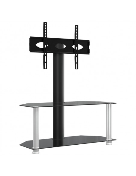 Supporto TV Angolare 2 Livelli per 32-70 Pollici Nero e Argento