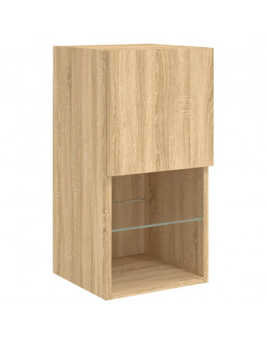 Mobili TV a Muro 4pz con Luci LED Rovere Sonoma