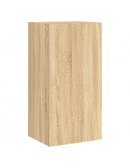 Mobili TV a Muro 3pz con Luci LED Rovere Sonoma