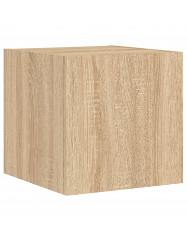 Mobili TV a Muro 4pz con Luci LED Rovere Sonoma