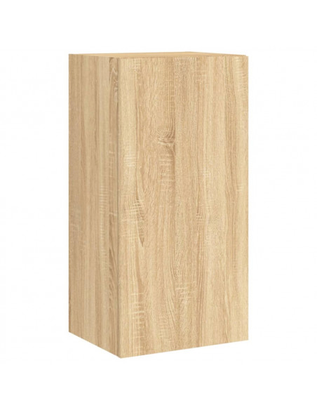 Mobili TV a Muro 4pz con Luci LED Rovere Sonoma