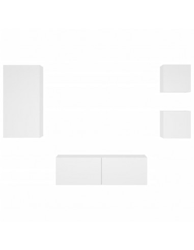 Mobili TV a Muro 4pz con Luci LED Bianchi