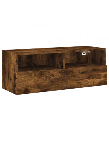 Mobili TV a Muro 5pz Rovere Fumo in Legno Multistrato