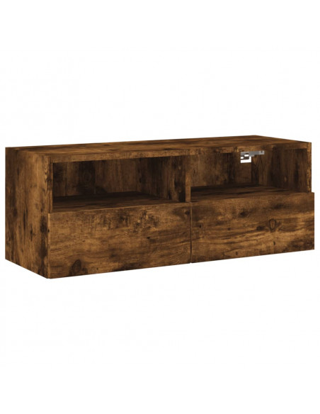 Mobili TV a Muro 5pz Rovere Fumo in Legno Multistrato