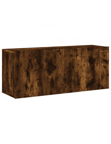 Mobili TV a Muro 5pz Rovere Fumo in Legno Multistrato