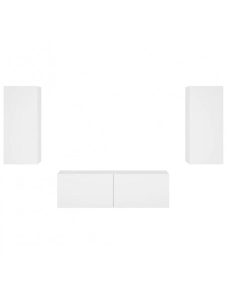 Mobili TV a Muro 3pz con Luci LED Bianchi