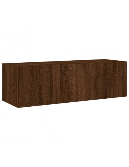 Mobili TV a Muro 3pz con Luci LED Rovere Marrone