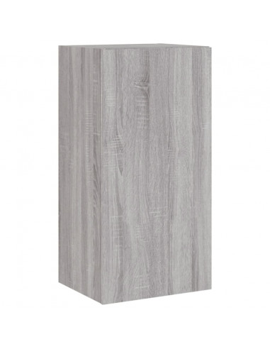 Mobili TV a Muro 4pz con Luci LED Grigio Sonoma