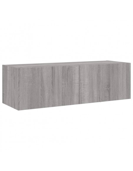 Mobili TV a Muro 4pz con Luci LED Grigio Sonoma