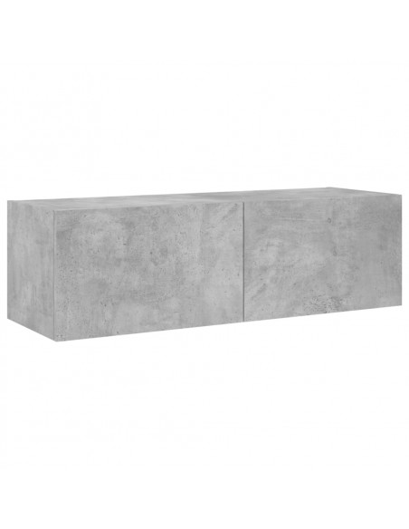 Mobili TV a Muro 4pz con Luci LED Grigio Cemento