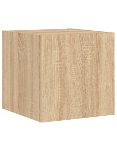 Mobili TV a Muro 6pz con Luci LED Rovere Sonoma