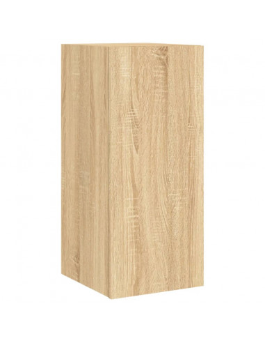 Mobili TV a Muro 6pz con Luci LED Rovere Sonoma