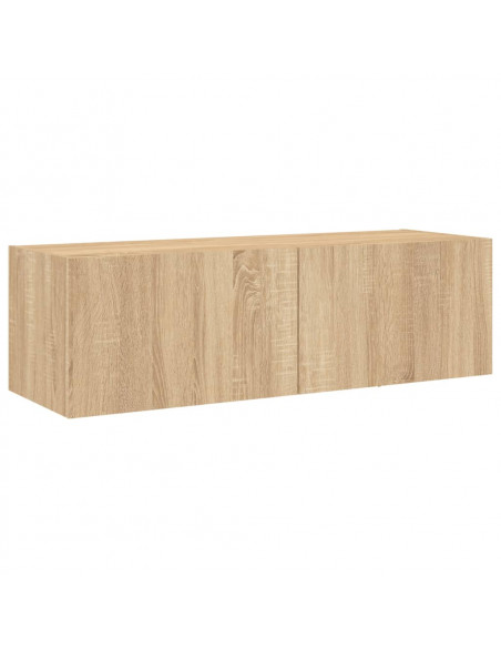 Mobili TV a Muro 6pz con Luci LED Rovere Sonoma