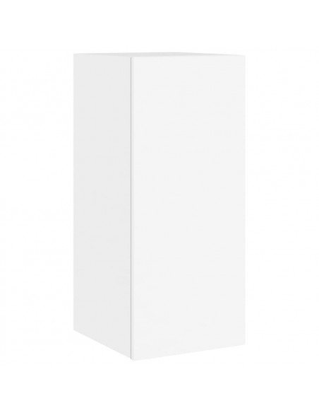 Mobili TV a Muro con LED 4pz Bianchi in Legno Multistrato