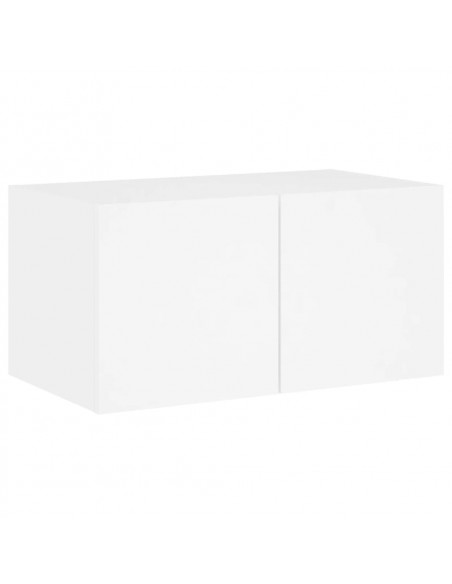 Mobili TV a Muro con LED 4pz Bianchi in Legno Multistrato