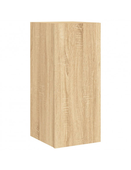 Mobili TV a Muro con LED 4pz Rovere Sonoma Legno Multistrato