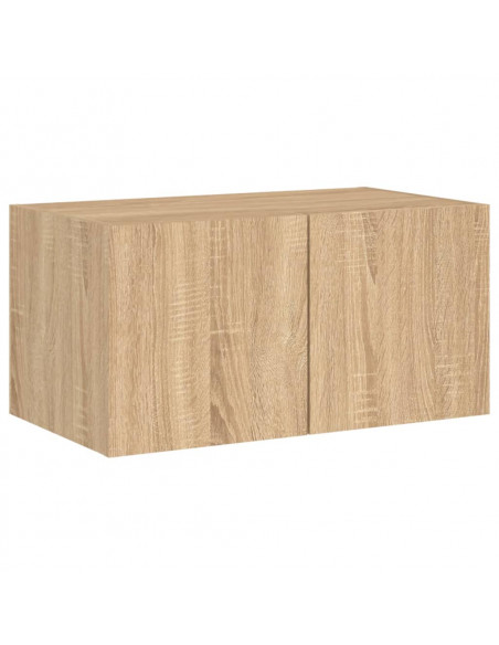 Mobili TV a Muro con LED 4pz Rovere Sonoma Legno Multistrato