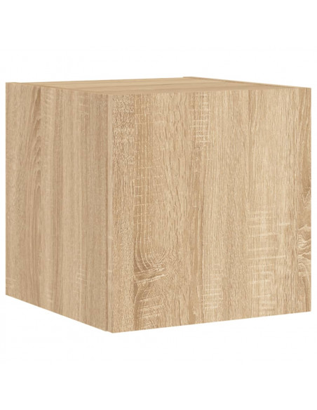 Mobili TV a Muro con LED 4pz Rovere Sonoma Legno Multistrato