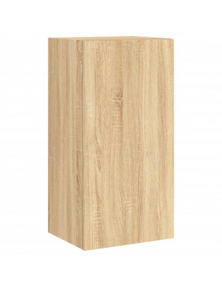 Mobili TV a Muro con LED 5pz Rovere Sonoma Legno Multistrato