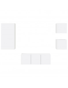 Mobili TV a Muro con LED 5pz Bianchi in Legno Multistrato 2