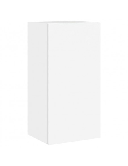 Mobili TV a Muro con LED 5pz Bianchi in Legno Multistrato