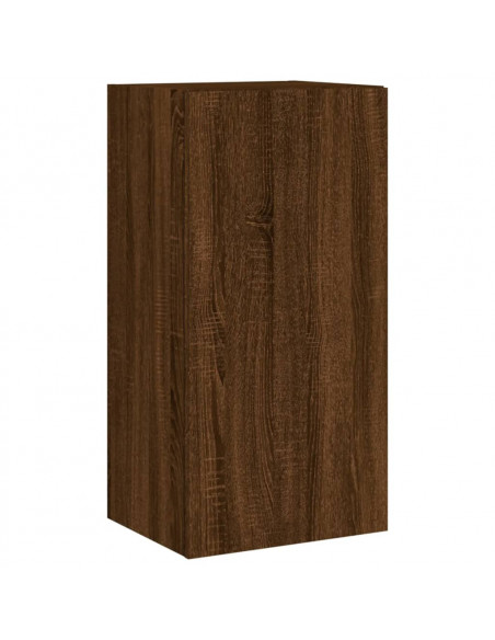 Mobili TV a Muro con LED 4pz Rovere Marrone Legno Multistrato