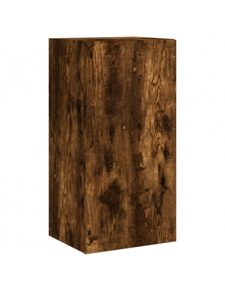 Mobili TV a Muro con LED 4pz Rovere Fumo in Legno Multistrato