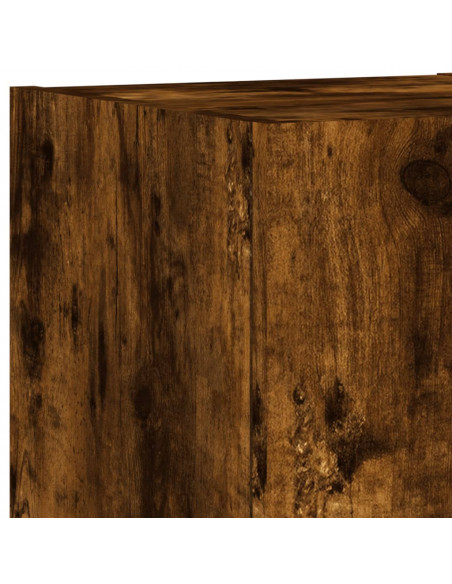 Mobili TV a Muro con LED 4pz Rovere Fumo in Legno Multistrato