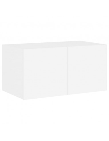 Mobili TV a Muro con LED 6pz Bianchi in Legno Multistrato