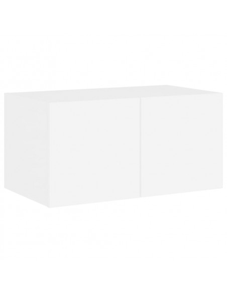 Mobili TV a Muro con LED 6pz Bianchi in Legno Multistrato