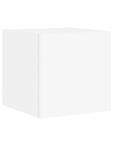 Mobili TV a Muro con LED 6pz Bianchi in Legno Multistrato