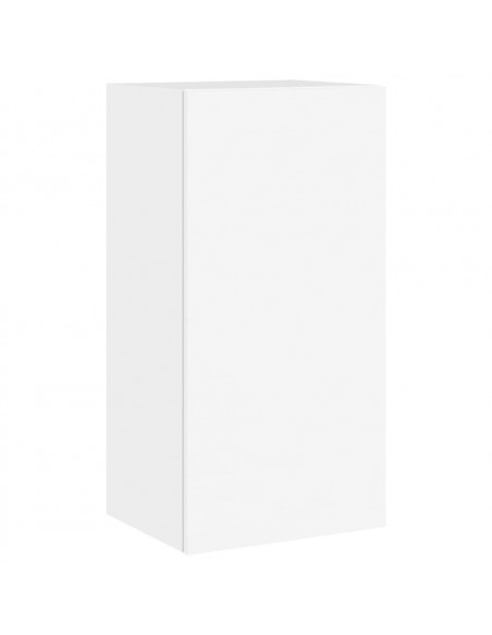 Mobili TV a Muro con LED 4pz Bianchi in Legno Multistrato