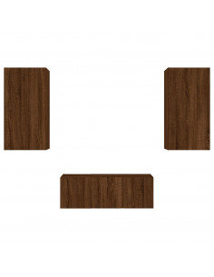 Mobili TV a Muro con LED 4pz Rovere Marrone Legno Multistrato 2