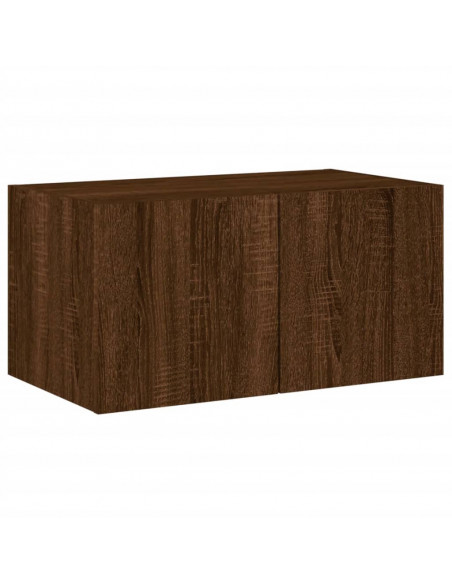 Mobili TV a Muro con LED 4pz Rovere Marrone Legno Multistrato
