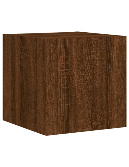 Mobili TV a Muro con LED 4pz Rovere Marrone Legno Multistrato