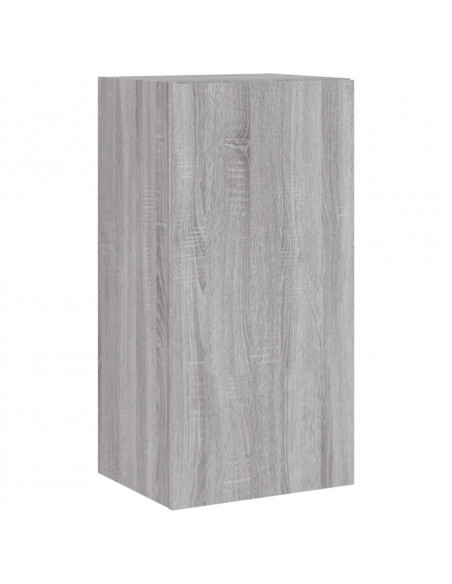 Mobili TV a Muro con LED 4pz Grigio Sonoma in Legno Multistrato